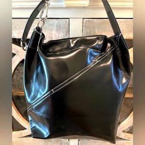 Proenza Schouler Shiny Black Leather Hobo Bag from Fall/Winter 2017 Coll…